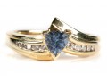 Modern 14K Triangular Tanzanite And Diamond Ring, Size 6.25