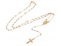 14K Tri-Colored Drop Cross Pendant Necklace