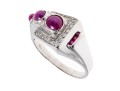 Artistic Platinum Synthetic Ruby And Star Ruby With Diamond Ring, Size 10.5