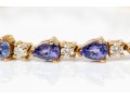 18K Alternating Pear Tanzanite And Round Diamond Line Bracelet