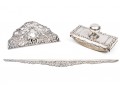 Sterling Silver Vintage Complementary Ornate Patterned Desk Set Items, Various Makers