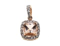 Cute 14K Rose Gold Morganite And Diamond Pendant