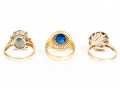 14K And 18K Colorful Gemstone Set Rings, Sizes 5, 6, 7
