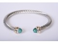 David Yurman Cable Classic Sterling 14K Gold And Malachite Cuff Bracelet