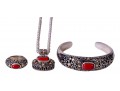 Samuel Benham BJC Sterling Silver, 18K Red Coral Jewelry Suite