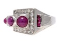 Artistic Platinum Synthetic Ruby And Star Ruby With Diamond Ring, Size 10.5