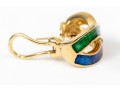 Vibrant Blue And Green Enamel 18K Earrings 