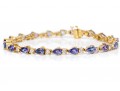 18K Alternating Pear Tanzanite And Round Diamond Line Bracelet