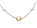 999 Fine Silver Peridot And Topaz Stationed Necklace