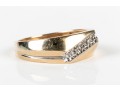 14k Yellow Gold Offset Diagonal Profile Diamond Set Ring, App. 0.03 TCW, Size 9.75