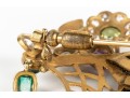 Pretty Antique 14k Yellow Gold Diamond And Gemstone Basket And Flower Motif Brooch