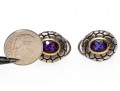 Textured Amethyst Set Sterling Silver Earrings