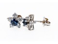 14k White Gold Stunning Round Sapphire And Diamond Halo Earring