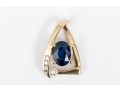 Geometric 14K Sapphire And Diamond Pendant