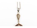 14K White Gold Vintage Style Diamond Drop Pendant Necklace