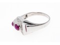 Artistic Platinum Synthetic Ruby And Star Ruby With Diamond Ring, Size 10.5