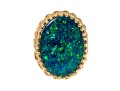 14k Yellow Gold Stunning Blue Green Opal Doublet Ring, Size 5.5