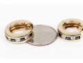 14K Diamond And Sapphire Channel Set Huggie Hoop Earrings