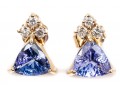 Modern 14K Tanzanite And Diamond Earrings