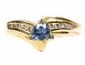 Modern 14K Triangular Tanzanite And Diamond Ring, Size 6.25