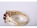 14K Yellow Gold Synthetic Ruby And Diamond Ring, Size 7.75 *UPDATED*