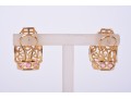 14K Yellow Gold Pink Tourmaline Filigree Earrings And Matching Pendant