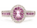 14K White Gold, Pink Sapphire And Diamond Ring, Size 11+