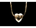 Romantic 14K Herringbone And Heart Pendant Necklace