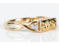 14K And Diamond Ring With 24K Textured Image, Size 7