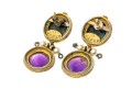 Amethyst And Medallion Pendant Earrings