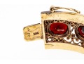 14kyg Spectacular Subari Brothers Vintage Wide Filigree Garnet Bangle Bracelet