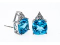 Bright Blue And White Topaz Sterling Earrings
