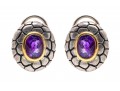 Textured Amethyst Set Sterling Silver Earrings
