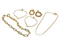 Lot Of Four Assorted Yellow Gold Jewelry Items, Including Earrings