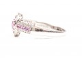 14K White Gold, Pink Sapphire And Diamond Ring, Size 11+