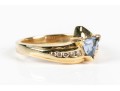 Modern 14K Triangular Tanzanite And Diamond Ring, Size 6.25