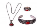 Samuel Benham BJC Sterling Silver, 18K Red Coral Jewelry Suite
