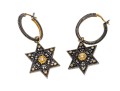 Sterling Hoop And Star Pendant Earrings