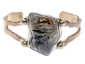 A.Cadman Sterling Silver Fabulous Hand Wrought Picture Jasper Cuff Bracelet