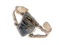 A.Cadman Sterling Silver Fabulous Hand Wrought Picture Jasper Cuff Bracelet