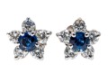 14k White Gold Stunning Round Sapphire And Diamond Halo Earring