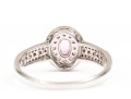 14K White Gold, Pink Sapphire And Diamond Ring, Size 11+