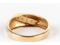14k Yellow Gold Offset Diagonal Profile Diamond Set Ring, App. 0.03 TCW, Size 9.75