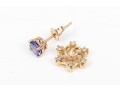 14K Tanzanite Stud Earrings With Diamond Earring Jackets