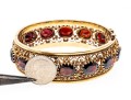 14kyg Spectacular Subari Brothers Vintage Wide Filigree Garnet Bangle Bracelet