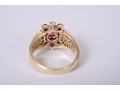 14K Yellow Gold Synthetic Ruby And Diamond Ring, Size 7.75 *UPDATED*