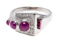 Artistic Platinum Synthetic Ruby And Star Ruby With Diamond Ring, Size 10.5