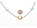 999 Fine Silver Peridot And Topaz Stationed Necklace