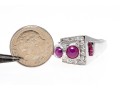 Artistic Platinum Synthetic Ruby And Star Ruby With Diamond Ring, Size 10.5