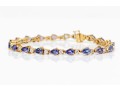 18K Alternating Pear Tanzanite And Round Diamond Line Bracelet